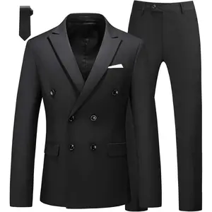 MOGU Suits for Men, 2 Piece Slim Fit Suit with Double Breasted Blazer and Tuxedo Pants