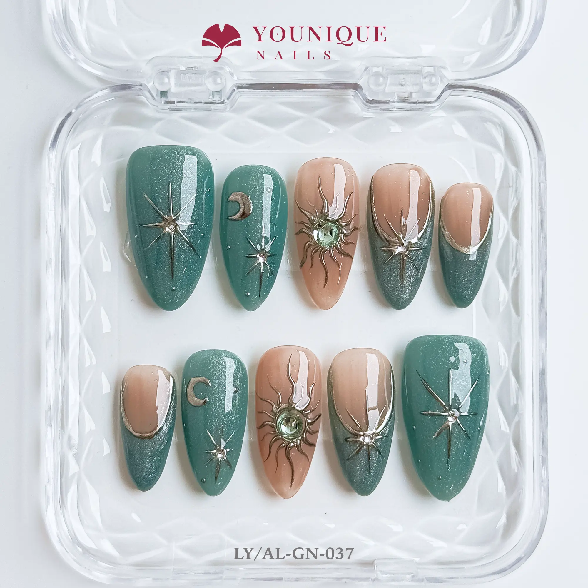 Younique Nails  | 10PCS 100% Handmade Press-On Nails | Reusable Colorful Art, Nail Kit, Multicolor