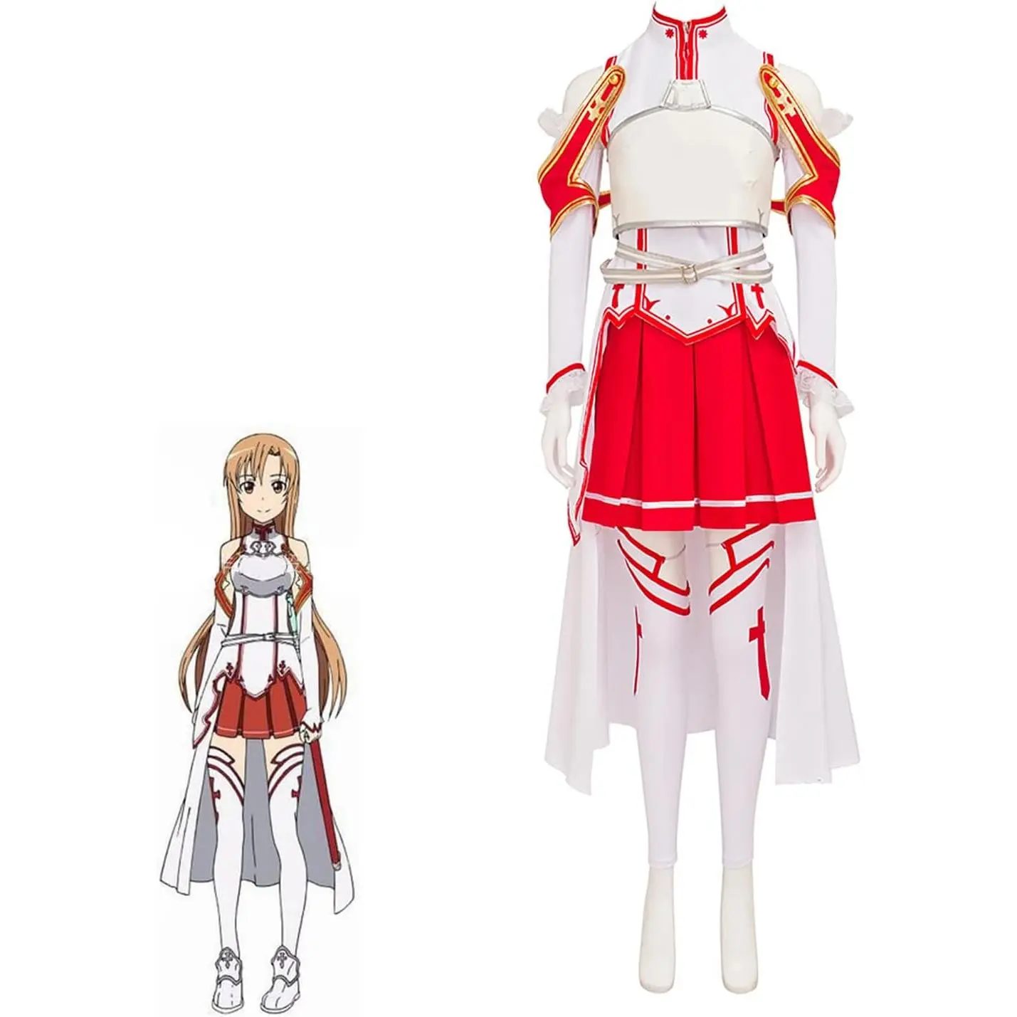 Yuuki Asuna Battle Suit Cosplay Costume – Anime SAO Dress for Halloween & Themed Parties