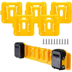 5 Counts Battery Holder Compatible with 20V Battery Plastic Lithium Battery Dock Holder Heavy Duty Durable Battery Mount Hanger with Screws for Garage Workshop