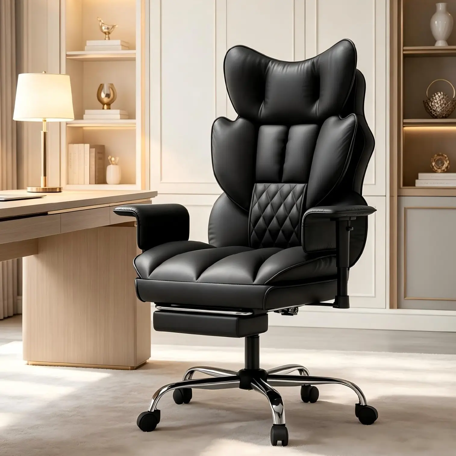 【Cloud Cushion】Mr IRONSTONE Big and Tall Ergonomic Office Gaming Chair with Footrest & Adjustable Armrests, 350LBS  High Back Wide Cloud Seat Cushion for Lower Back Pain Relief, Reclining Desk Chair