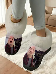Funny Pig Face Outfit Home Plush Slippers Women 1 Pair, Crazy Hilarious Style, Faux Fur Lining + Fleece-Lined Warmth + Platform Cushioning, Funny Style Lovers & Home Enthusiasts for Home Foot Warmth + Fun Daily Outfits, Winter Must-Have!