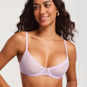 DOBREVA Women's Sheer Mesh Lace Demi Bra