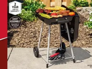 Expert Grill 17.5-Inch Freestanding Charcoal Barbecue with Wheels and Adjustable Dampers