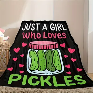 Festive Jelly Pickle Printed Fleece Blanket: Cozy And Soft For Sofa, Bed, Camping, Or As A Gift - Contemporary Style, Digital Print, Christmas Presents, New Year'S Presents
