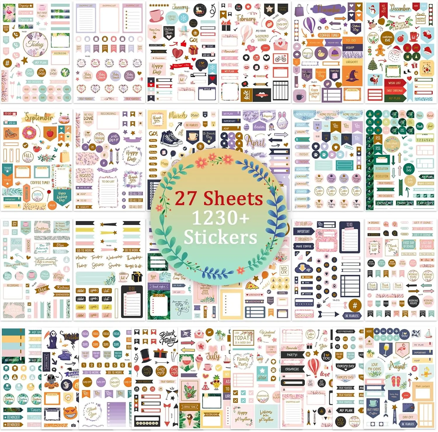 Aesthetic Planner Stickers -27 Sheets/1230+ Planner Stickers, Cute Daily Planner Stickers  Planner Accessories for Planning or Decorating Planners, Journals & Calendars