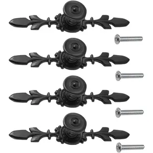 Pull Handle,  Style Zinc Alloy Door Knob with Screw, Fit for Drawer Cabinet, 4-Pack (Black)