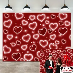 2D Flat Banner 1pc, 1pcBackdrop Red Heart Party Photo Backdrop Glitter Heart Sweet 18th 26th 35th Women Men Happy Birthday Photography Background, Birthday Party Decor, Birthday Banner, Indoor Celebration, Outdoor U
