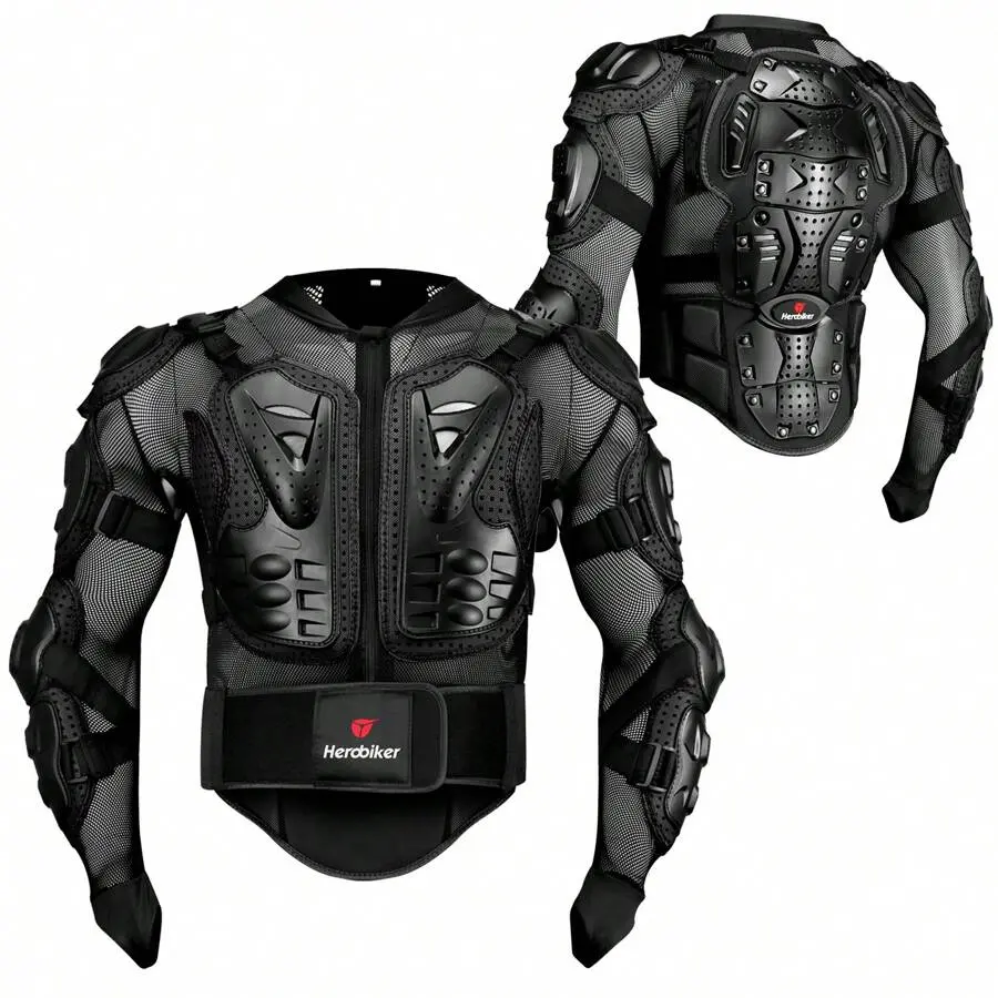 Men's Tear-Resistant Motorcycle Jacket - Sporty Protective Gear for Motocross, Outdoor Riding, Racing with Removable Armor, Breathable Mesh, Adjustable Fit, Zipper Pocket, High-Visibility Accents