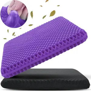 Gel Seat Cushion for Office Chair, Double Thick Honeycomb Design, Pressure Relief & Cooling Support Pad for Car, Home & Wheelchair (16.5"x14.5")