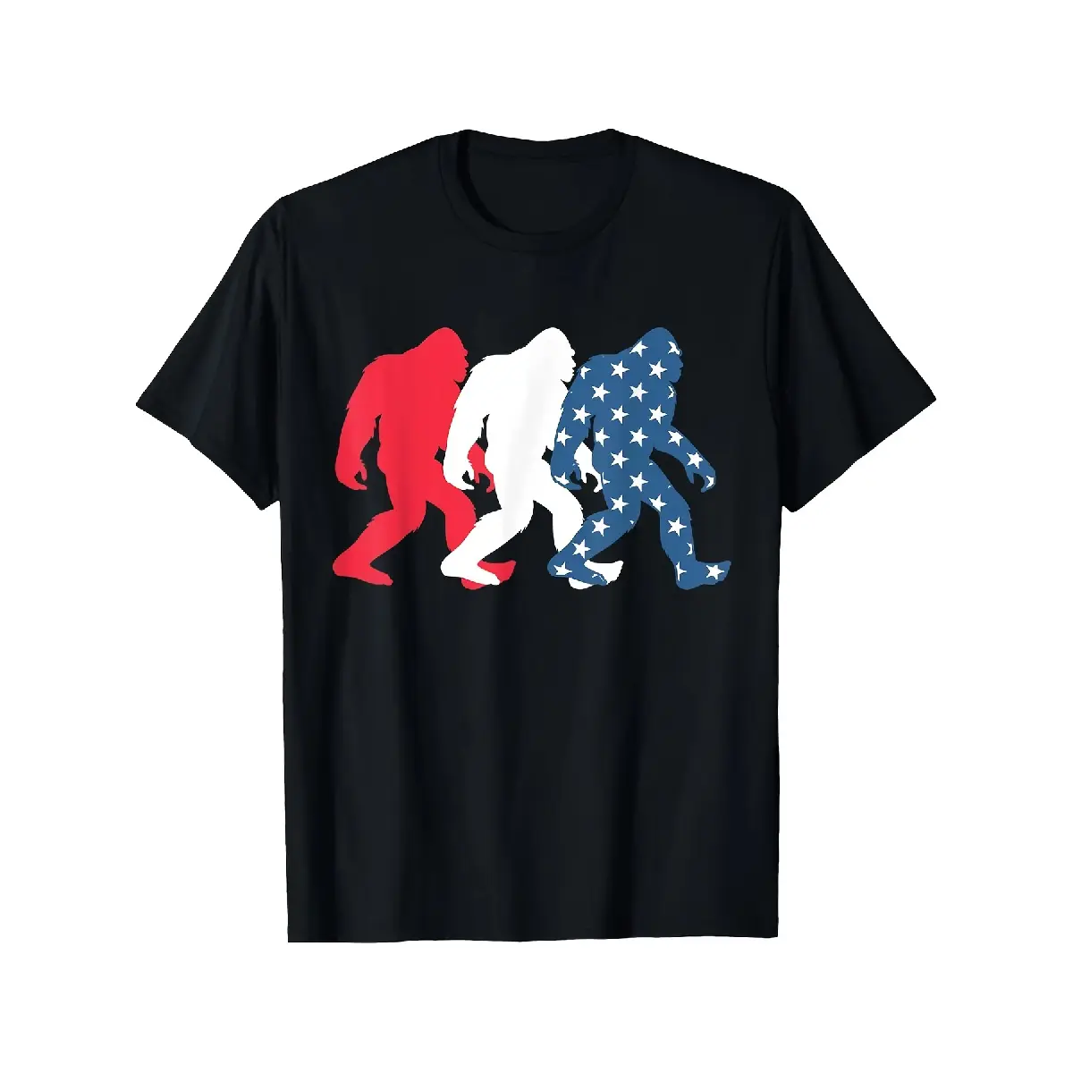 [100% Cotton] 100% Cotton 'S & 'S Short Men'S 4th of July American Flag T Shirt Sasquatch & Patriotic Design S XXXL Sizes Casual Round Neck Short Sleeve Tee Funny Novelty Gift for Independence Day Casual AttT Shirt for Easter Black Short Sleeve Crew Neck
