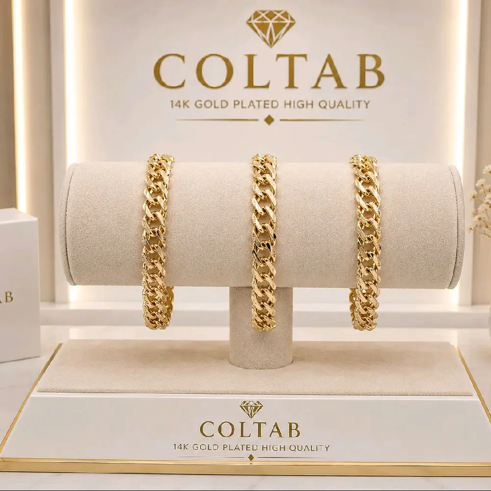 (176)  Spanish  bracelet 8.5 inch 9.5mm   mens or woman bracelet 14kgoldplated
