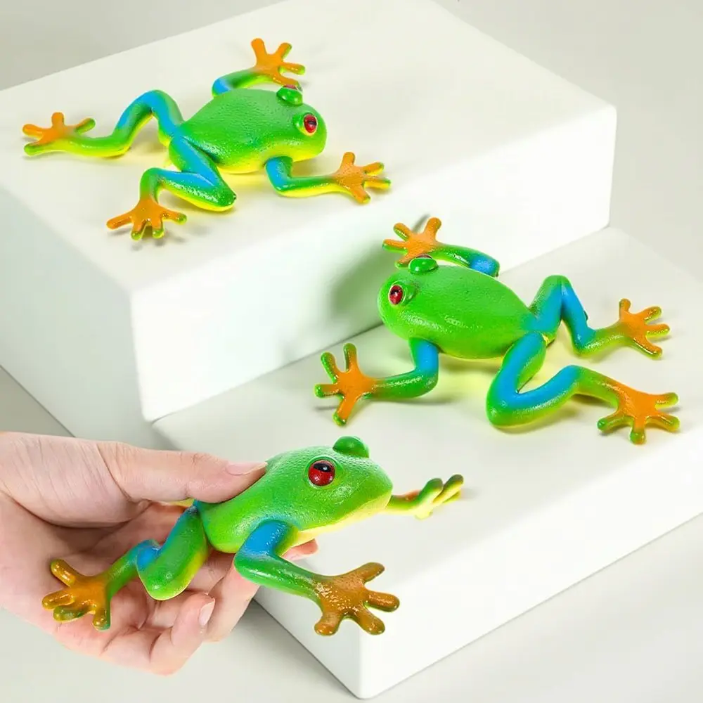 15x15cm Elastic and Extruded Soft Rubber Simulation Frog Prank Toy - Lifelike Stress Reliever, Venting and Decompression Sensory Play Prop, Decorative Furnishings, Kids' Party Gift (Home & Festive Party Supplies)