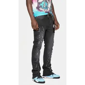 Men’s Stacked Jeans – Black Premium Streetwear Denim for Modern Style and Comfort