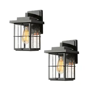 Ksana Black Outdoor Wall Sconce Light Fixture 2 Pack, Porch Lights Outdoor Wall Mount Set of Two