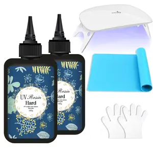 200g UV Resin Kit with Light, Crystal Clear Solar Activated UV Epoxy Resin for Jewelry Making (100g x 2)