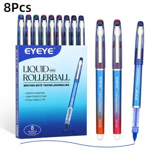 8/16 Pack Liquid Rollerball Pens, 0.5mm Extra Fine Needle Tip Pens, Assorted Color Smooth Writing Pens with High-Capacity Ink and Metal Clip for Journaling, Notes, Office, School and Planner Use