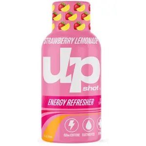 3x Upshot Energy Shot Strawberry Lemonade - Caffeinated Beverage Liquid Supplement Quick Boost Workout Performance Focus Metabolism Support Fitness Gym Preworkout Drink Sport Nutrition Bulk Lot Bundle Wholesale Pack 2oz 3ct
