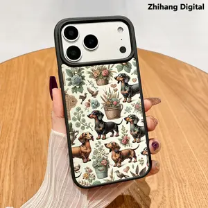 Cartoon Animal Dog Dachshund Magnetic Phone Case Supports Wireless Charging for iPhone 17 Pro Max 16 Plus 15Pro 14ProMax 17Air 13 12 11 Shockproof Non Slip Protection Silicone Transparent Acrylic Cover Cellphone Protective