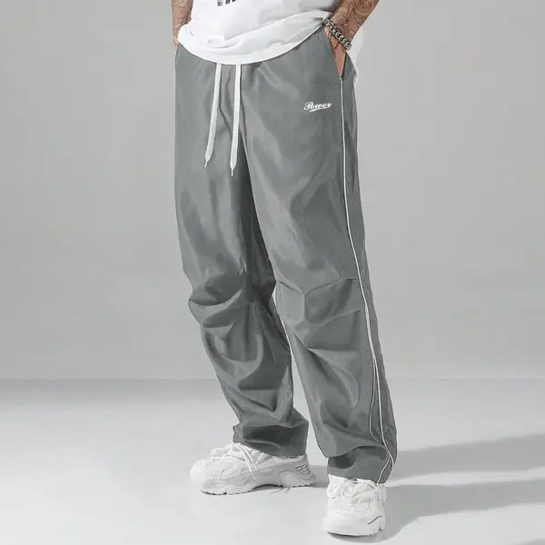 Loose casual street style men's pants, featuring a simple line decoration on the legs, exuding a trendy vibe. Highly recommended for comfort, ease of wear, and a slimming effect. daily wear pant sohochic