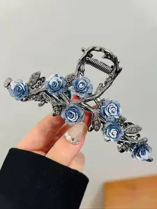 Summer Vintage Elegant Unique Rose Design Hair Claw Clip For Women, Fashion All-match Hair Accessories, Daily Decoration, Flower Hair Clips