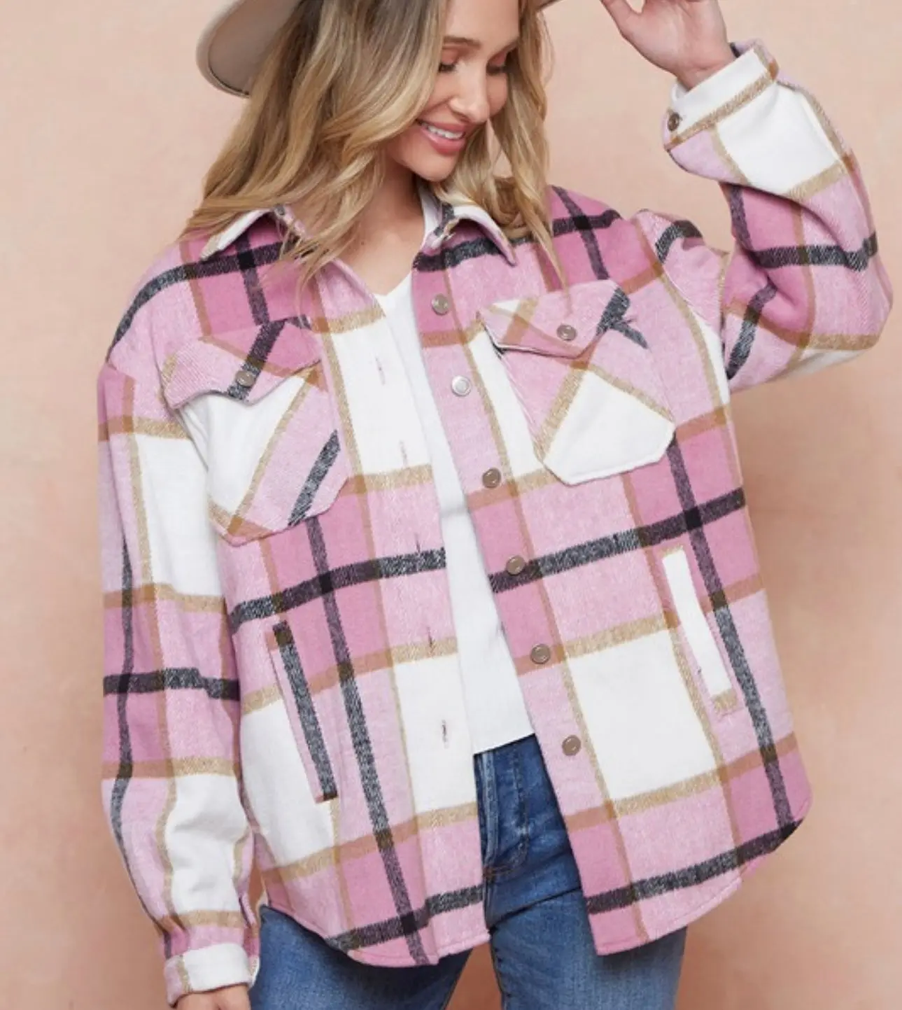 STELLA PINK FLANNEL Button Shirts