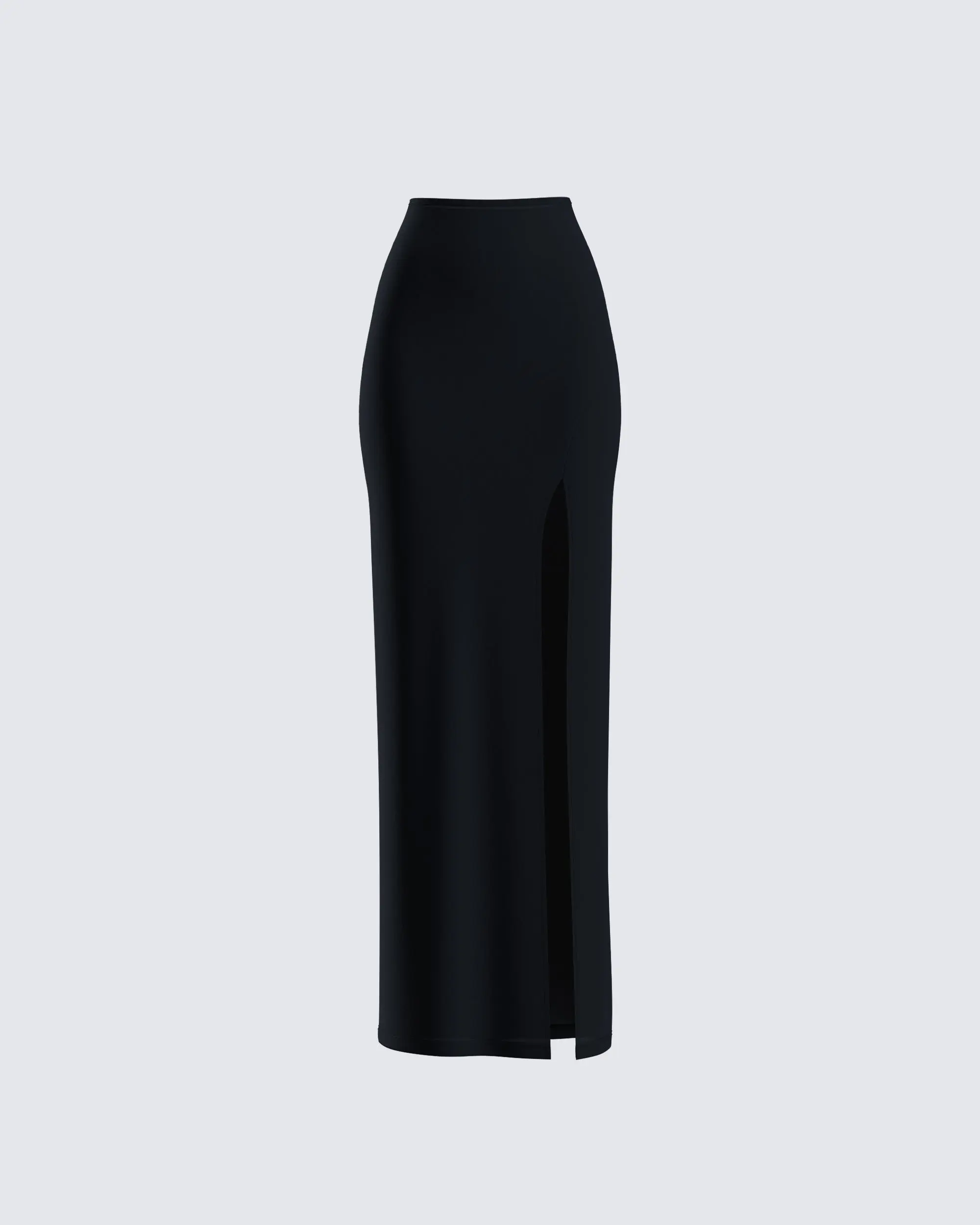 Women's Bodycon Maxi Skirt - High-Waisted Stretch Knit Plain Chic Bottoms with High Front Slit for Evening Wear