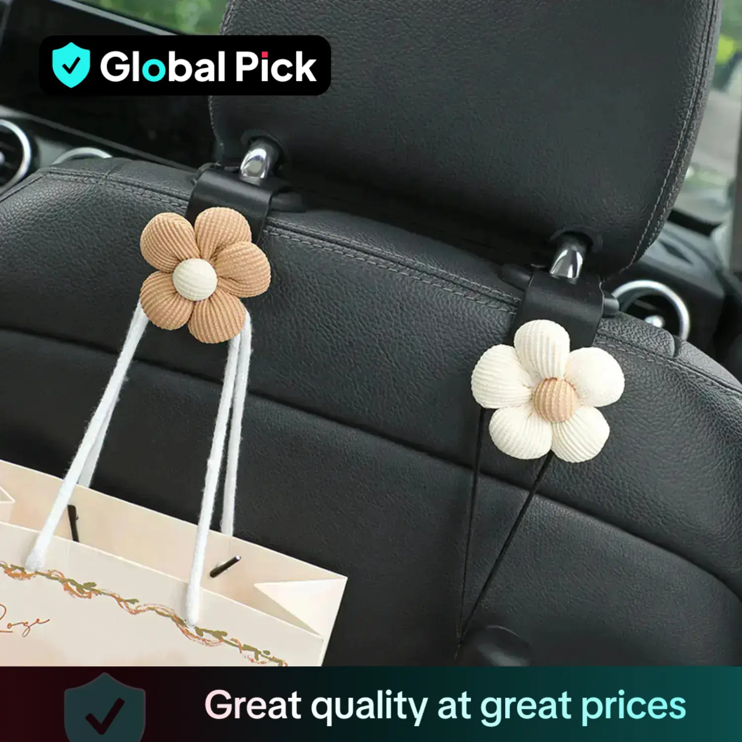 Car Seat Back Hook, Cute Flower Design Car Seat Decorative Back Hook, Multifunctional Seat Back Storage Hook, Universal Car Interior Accessories for W