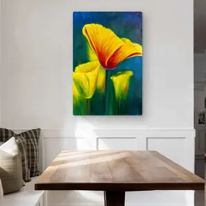 Begin Home Decor C1MP24361WVSUS 24 x 36 in. Beautiful Colorful Flowers Wall Art - Yellow Metal Print