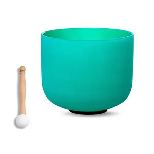 432hz Quartz Crystal Singing Bowl 9 inch F NOTE green For Mindfulness Meditation Yoga Sound Bath