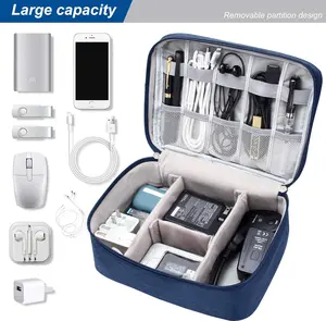 Electronics Organizer Travel Cable Organizer Bag for Electronics Accessories, Portable Tech Carring Large Storage Case for Charger, Cord, Power Bank, Hardware