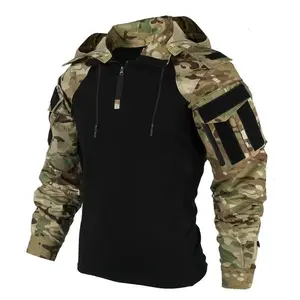 2026 Outdoor Shirts Camo Combat T-Shirt Hooded Mens Working Tactical Shirt