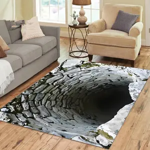 2D Illusion Stone Tunnel Hole Flannel Area Rug - Oversized Soft Plush Mat, Decorative Rug Mat for Living Room & Game Room, Non-Slip Optical Illusion Home Decor, Modern Area Rug #2DIllusionRug #OpticalIllusionDecor #GameRoomCarpet #FlannelMat #NonSlipRug
