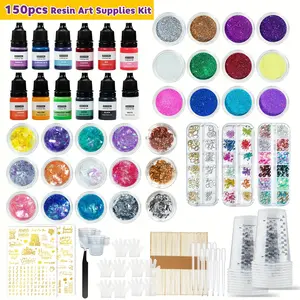 JANCHUN 150pcs Epoxy Resin Supplies Kit - Suitable for DIY Jewellery, Coasters, Pendulums, Keychains, Bookmarks, And Other Art Resin Creative Crafts