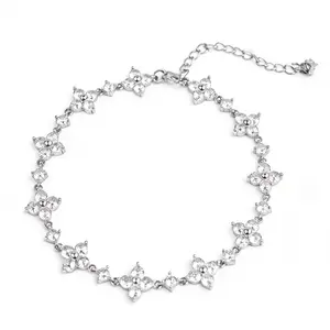 MINDEKA Adjustable Four-Leaf Clover Lucky Bracelet Lucky Charm Bracelet Sparkling Cubic Zirconia Elegant Women's Jewelry 6"-7.5"