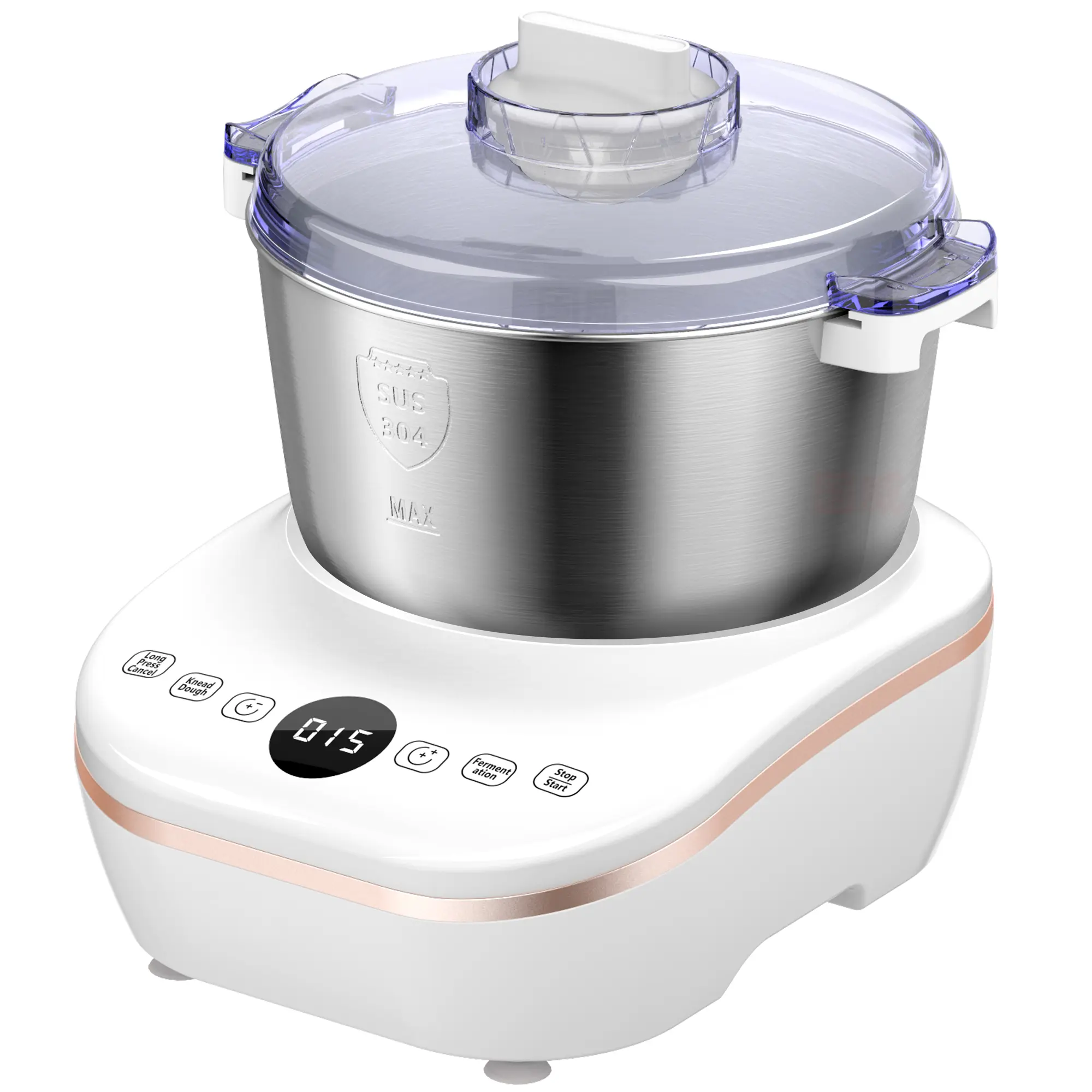 Electric Dough Maker With Ferment Function, White 7L7.3QT Dough Mixer Machine With 304 Stainless Steel Bowl, Microcomputer Timing, Kitchen Stand Mixers, Household Flour Kneading Machine