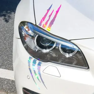 4-Pack PET Reflective Claw Mark Car Headlight Stickers, Car Vehicle Decoration Decals, for Exterior Styling & Safety Enhancement, Decals Car Stickers