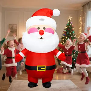 Christmas Polyester Inflatable Costume, Youth Adult Size, Fits 155-190cm, Includes Fan & Battery Box, Perfect for Halloween Cosplay Party