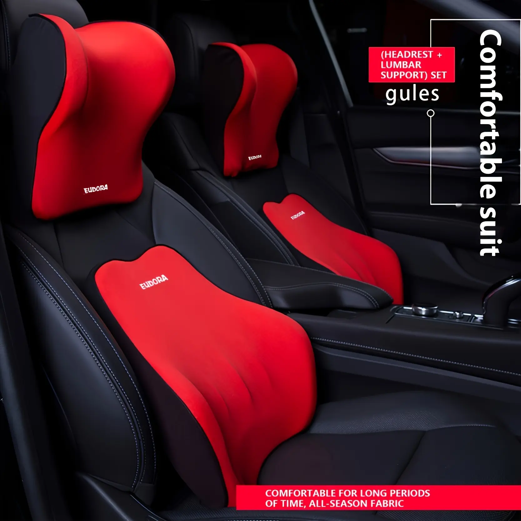 Ergonomic Car Headrest & Lumbar Pillow Set - Memory Foam Neck Pillow For Enhanced Comfort, Suitable For Most Car Models