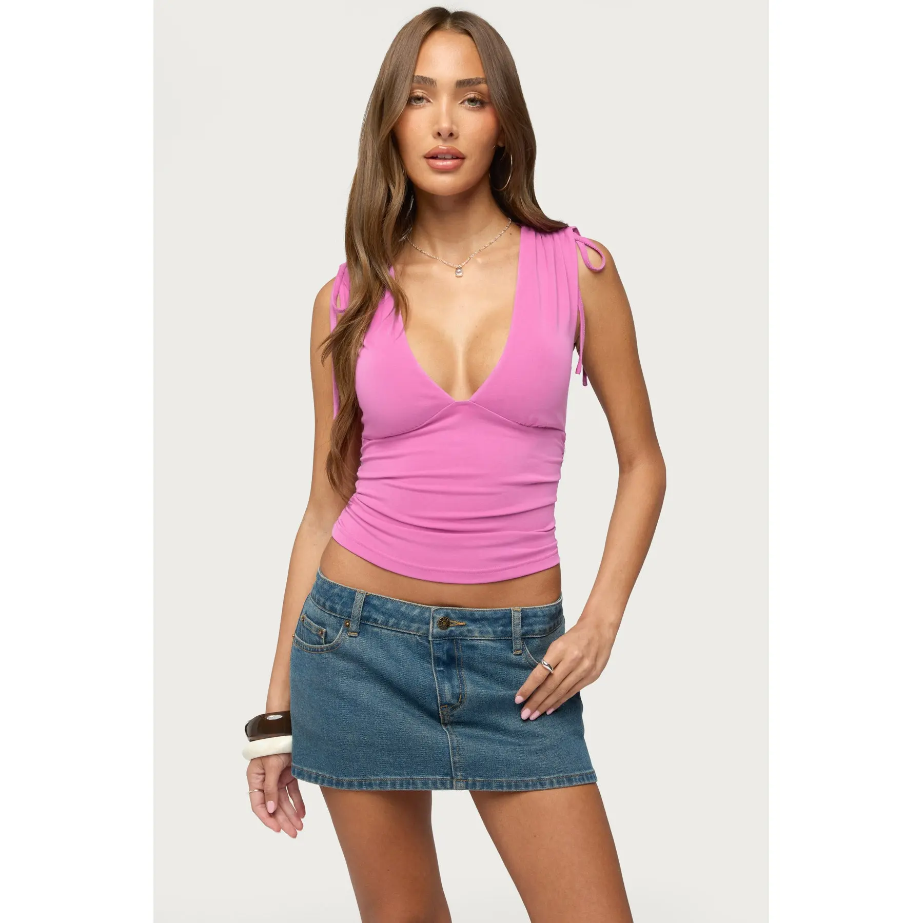 Cady Drawstring V Neck Tank Top