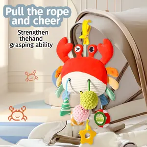 Crab Pull Cord Rattle Toy for Newborns, Rattle Maracas Sensory, Fun Baby Stroller Hanging Bell, Soft Baby Bed Bell Rattle Gift