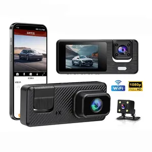 3 Channel Car Dash Cam, 1080P Car DVR with 32GBMemory Card, Wi-Fi Connectivity， Car VideoSurveillance with Night Vision, Car DVR Hd , Gravity Sensor, Holiday Gift