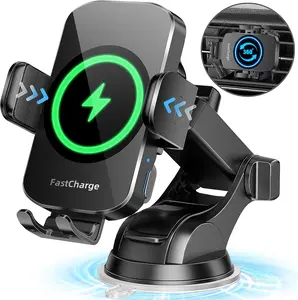 Wireless Car Charger, 15W Fast Charging Auto Clamping Car Charger Phone Mount Phone Holder fit for iPhone 15 14 13 12 11 Pro Max Xs, Samsung Galaxy S24 Ultra S23 S22 S21, S20, S10+