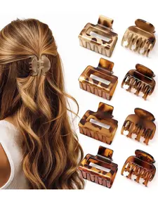 8 PCS Small Hair Clip Set for Women Girls, Square Shape Medium Hair Claw Clips for Thin, Fine & Short Hair, Cute Non Slip Leopard Print Jaw Clips, Fun Claw Clips for Holiday Gifts, Ideal for Half Up Hair