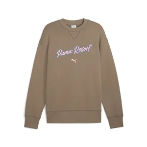 PUMA Mens Premium Essentials Relaxed Graphic Crew Neck Sweatshirt Casual - Brown