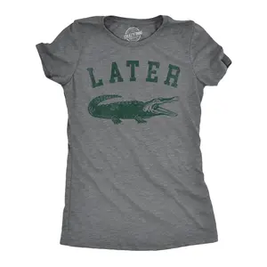 Womens Later Alligator T Shirt Funny Gator Joke Saying Tee for Ladies Funny Womens T Shirts Cute Vintage Fashion Casual Ladies T-Shirt Gift Sarcastic Tops for Women Funny Animal Top Women's Novelty Tees Dark Grey