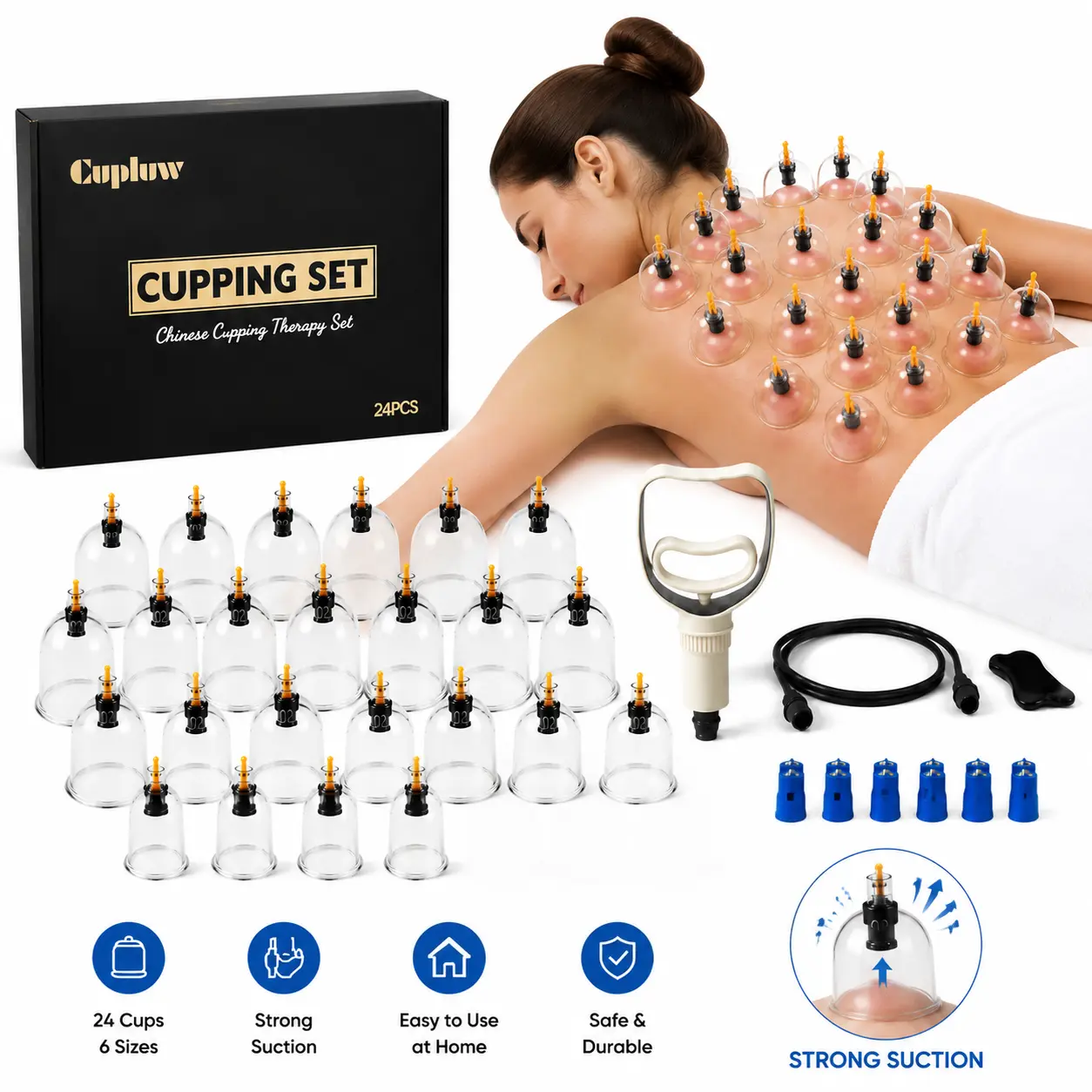 24PCS Adjustable Lightweight Vacuum Pump Cupping Kit with Storage, Smooth Body Care Massage Cups for Muscle Relief & Home Spa, Christmas Gift