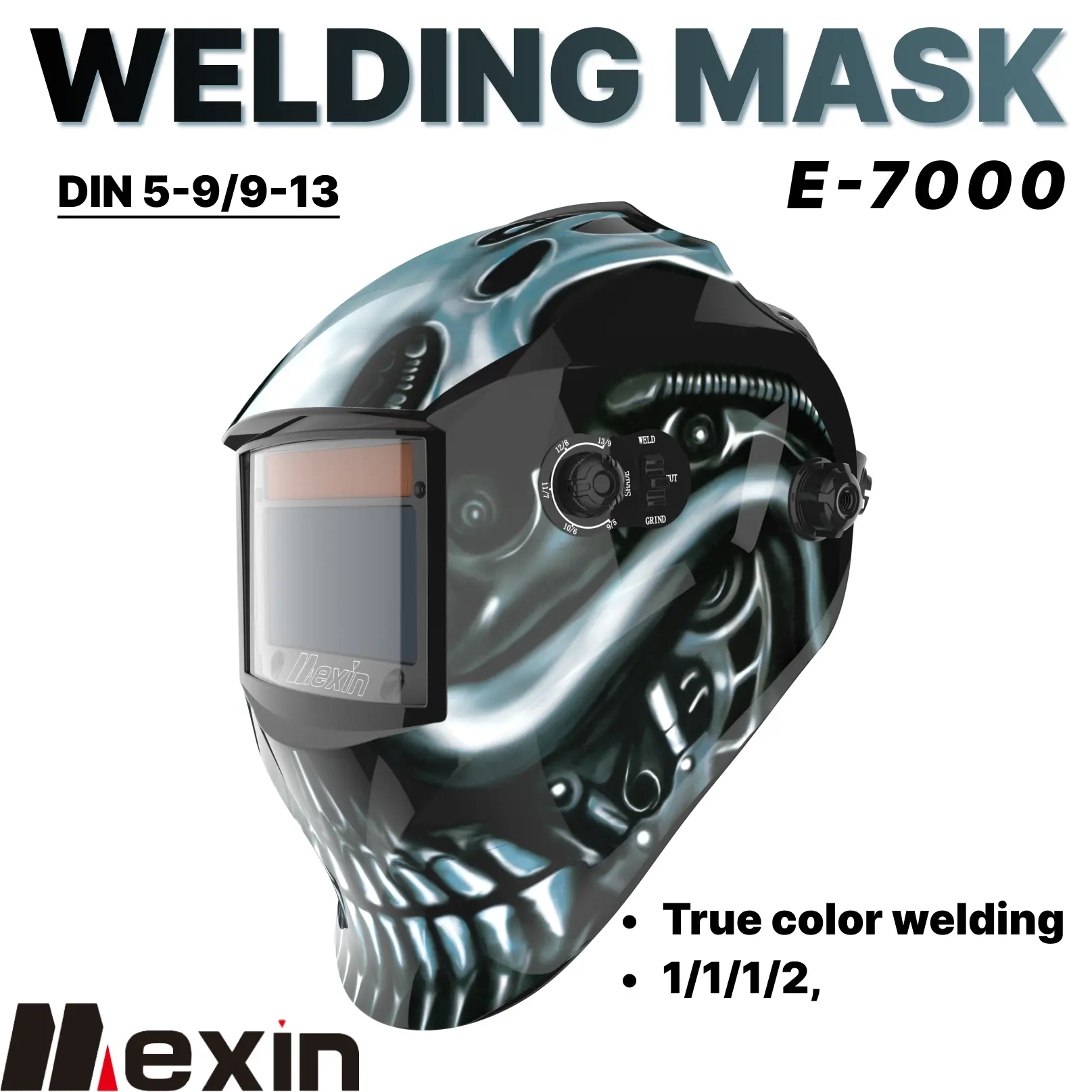 Mexin LYG-0E-7000 Welding Helmet Welding Protective Face helmet with Automatic Dimming & PP Material Lightweight Adjustable Head-Wearing Part for Tightness Solar-Powered Arc Welding Mask with Sensors Weldingcap, Weldingmask, Safety Welding Helmets