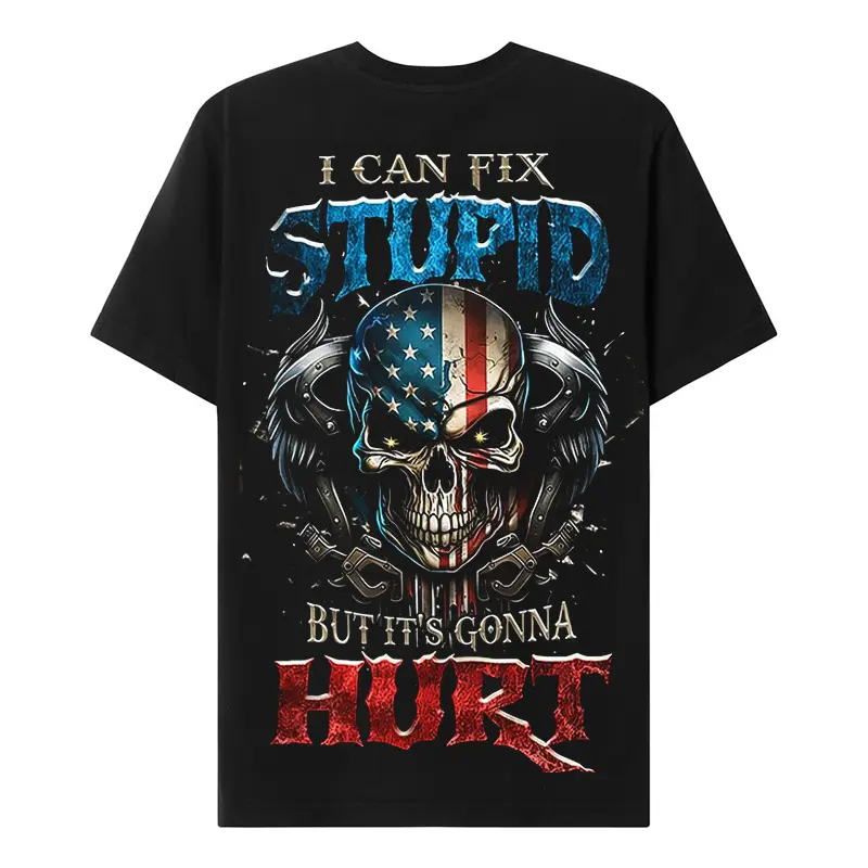 Chaosmoda Generation X Men's Casual Streetwear Short-Sleeve Round Neck Custom Year Skull Cotton T-Shirt, Breathable Soft Top Menswear Crewneck