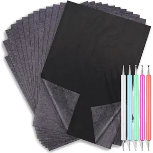 Carbon Transfer Copy Paper with Embossing Stylus Tool for Tracing, 30 Sheets Graphite Transfer Tracing Paper with 5 Pcs Embossing Dot Tools for Tracing on Wood, Paper, Canvas (8.5 by 11 Inch)